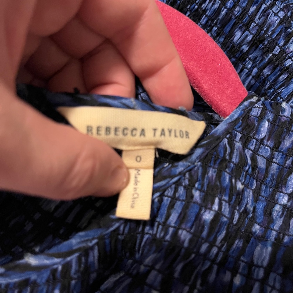 Rebecca Taylor Women’s Silk Ruched Batik Mirage Dress Blue Size 0 - Picture 11 of 11
